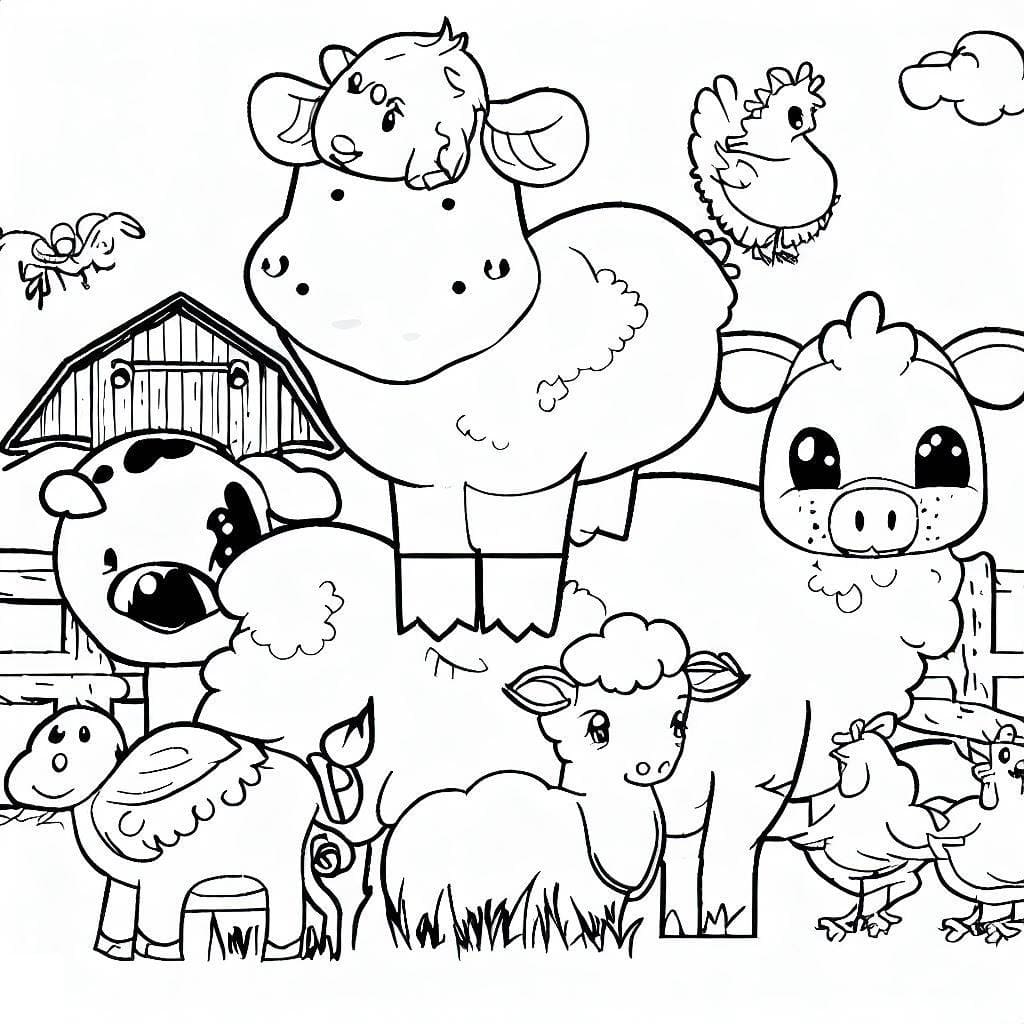 Desenho deOs Animais da Fazenda São Fofos para colorir