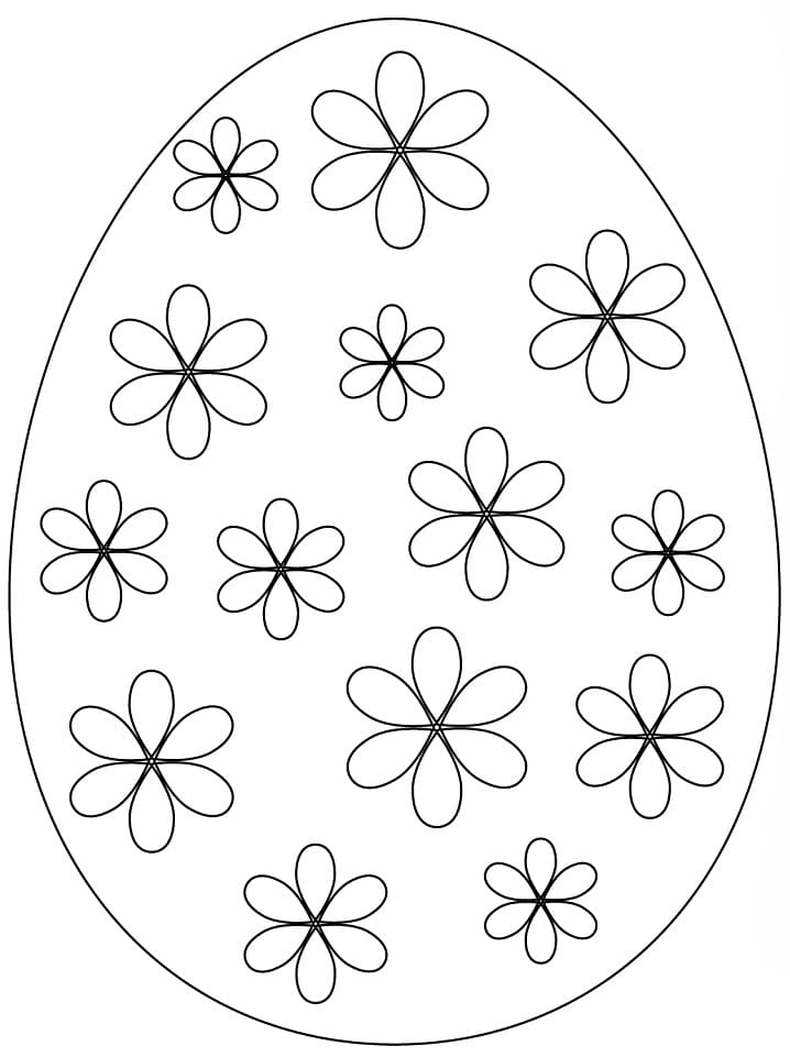 Desenho deOvo de Páscoa e Flores para colorir