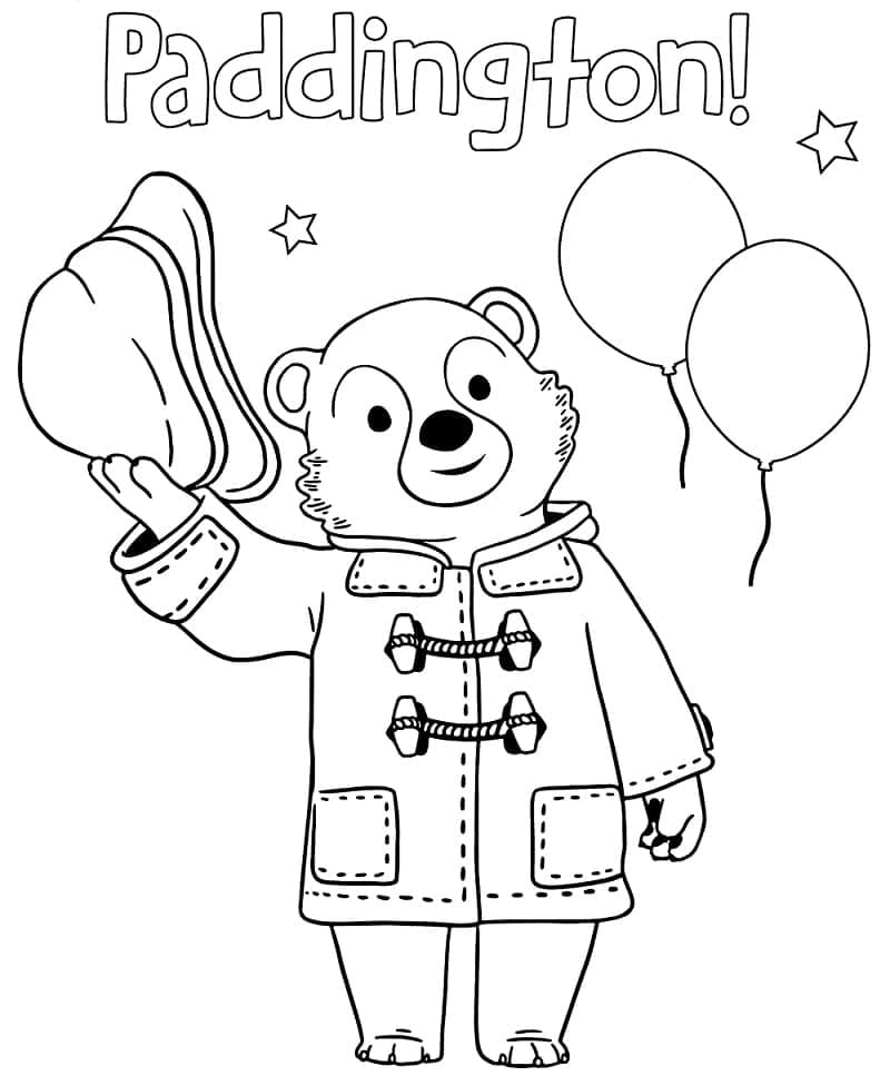 Desenho dePaddington e Balões para colorir