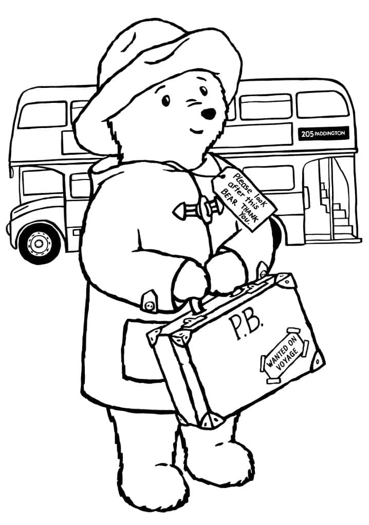 Desenho dePaddington e ônibus para colorir