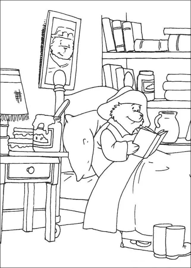 Desenho dePaddington na Cama para colorir