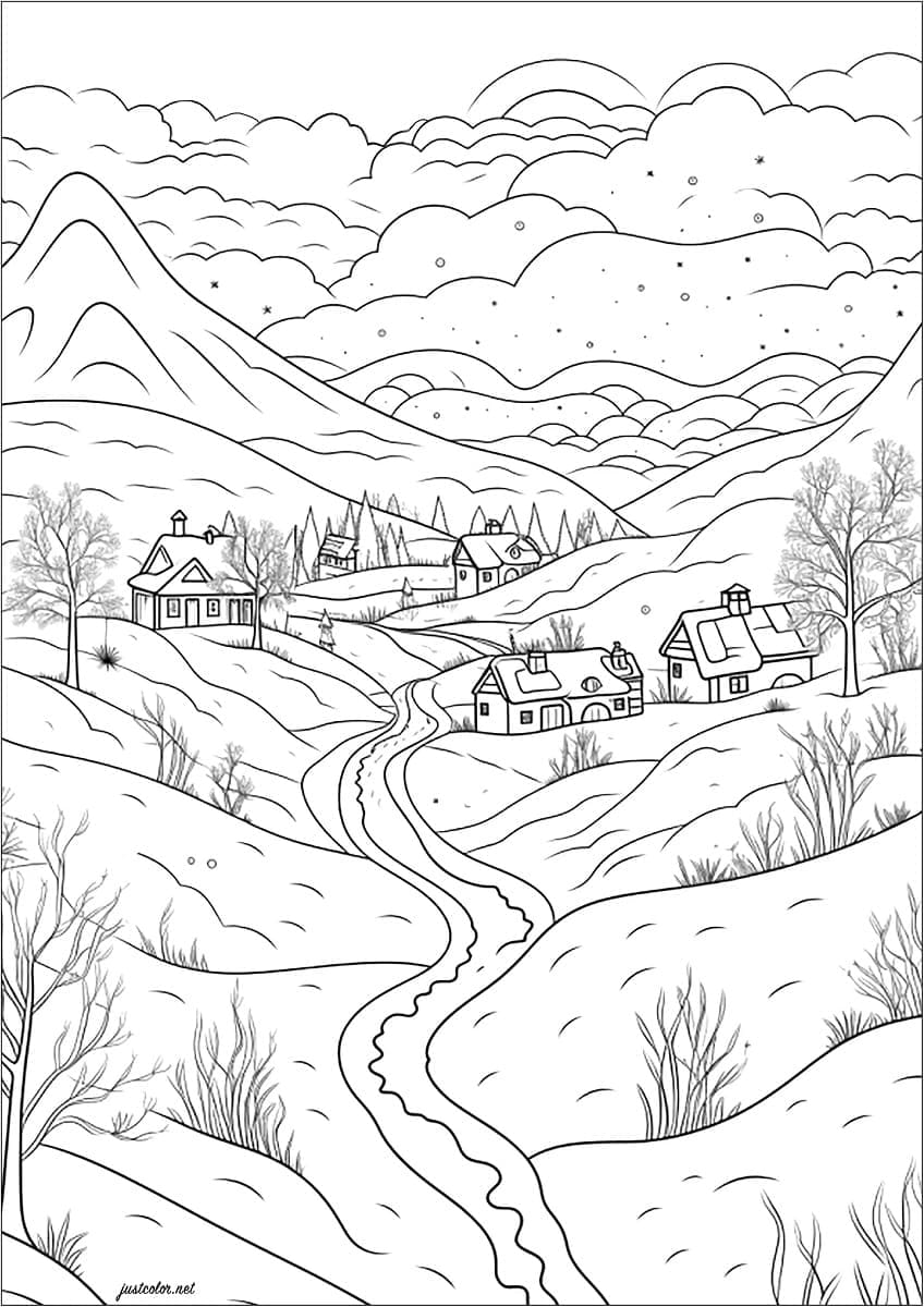 Desenho de Paisagem Incrível para colorir