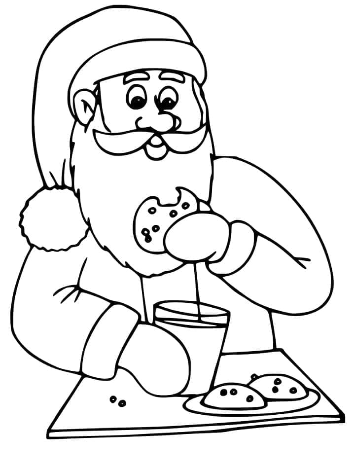 Desenho dePapai Noel e Biscoitos de Natal para colorir