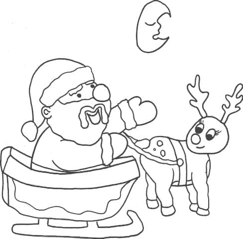 Desenho dePapai Noel no Trenó Grátis para colorir