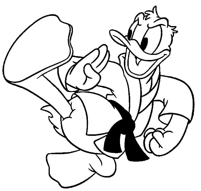 Desenho dePato Donald Karatê para colorir