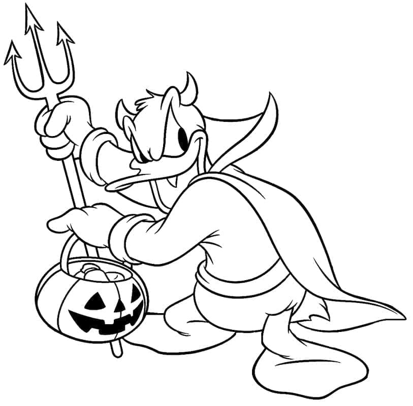 Desenho dePato Donald no Halloween para colorir