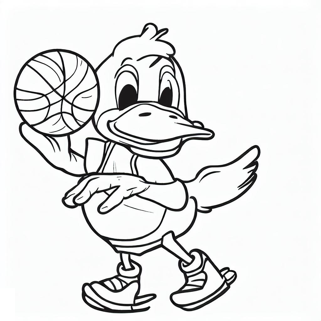 Desenho de Pato Jogando Basquete para colorir