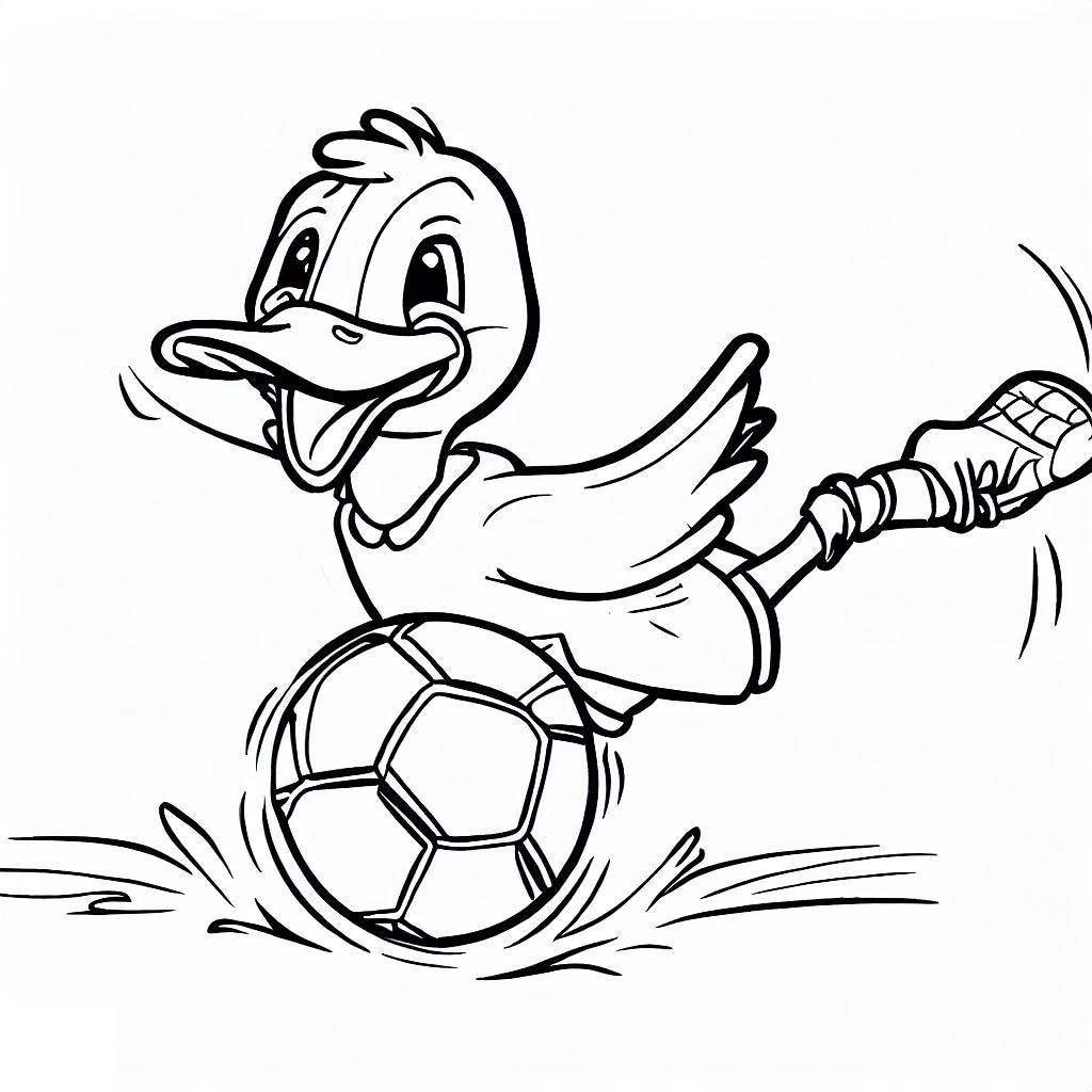 Desenho dePato Jogando Futebol para colorir