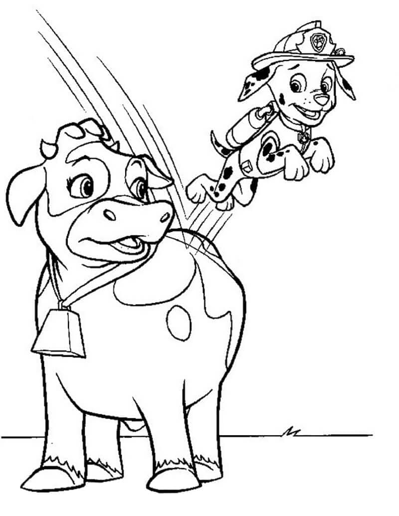 Desenho dePatrulha Canina Marshall e Bettina para colorir