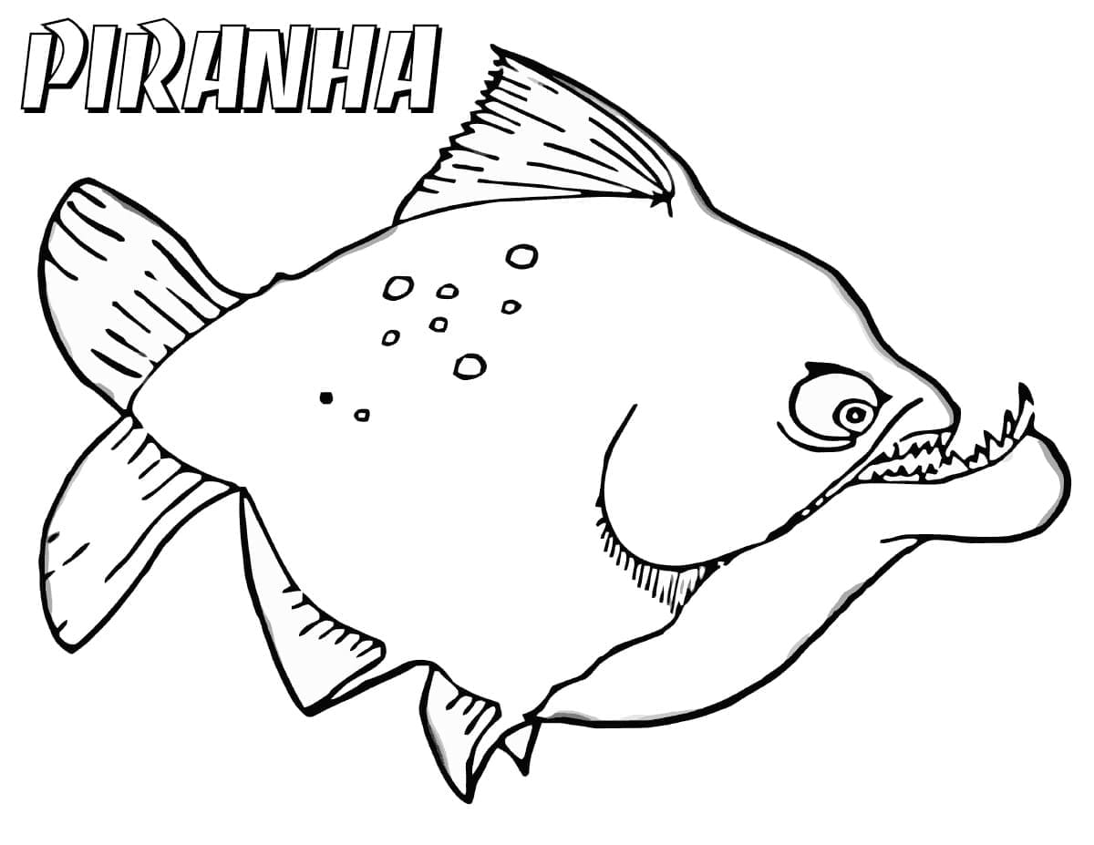 Desenho dePeixe Piranha Hilariante para colorir