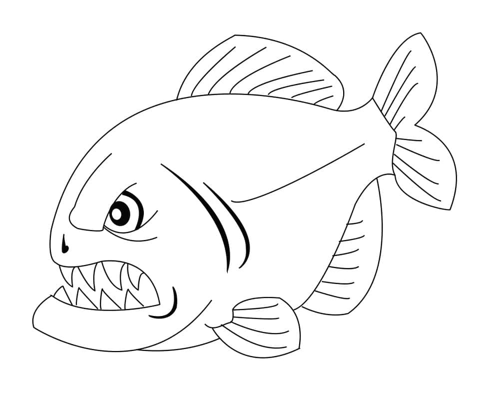 Desenho dePeixe Piranha Irritado para colorir