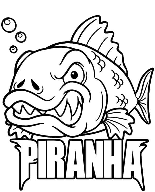 Desenho dePeixe Piranha Para Crianças para colorir