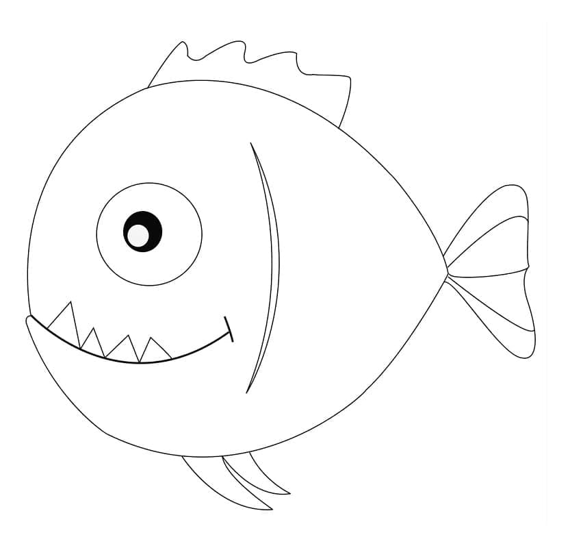 Desenho dePeixe Piranha Simples para colorir