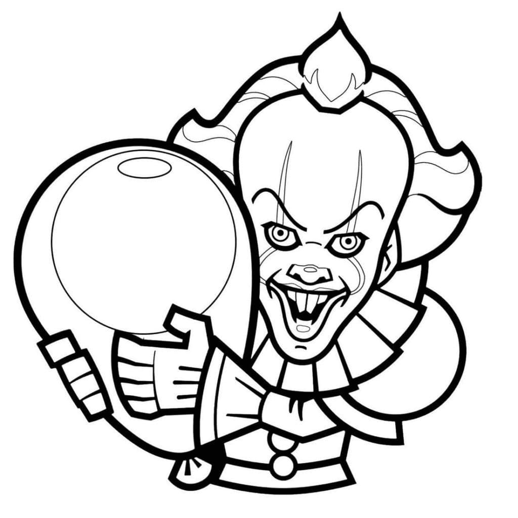 Desenho de Pennywise e um Balão para colorir