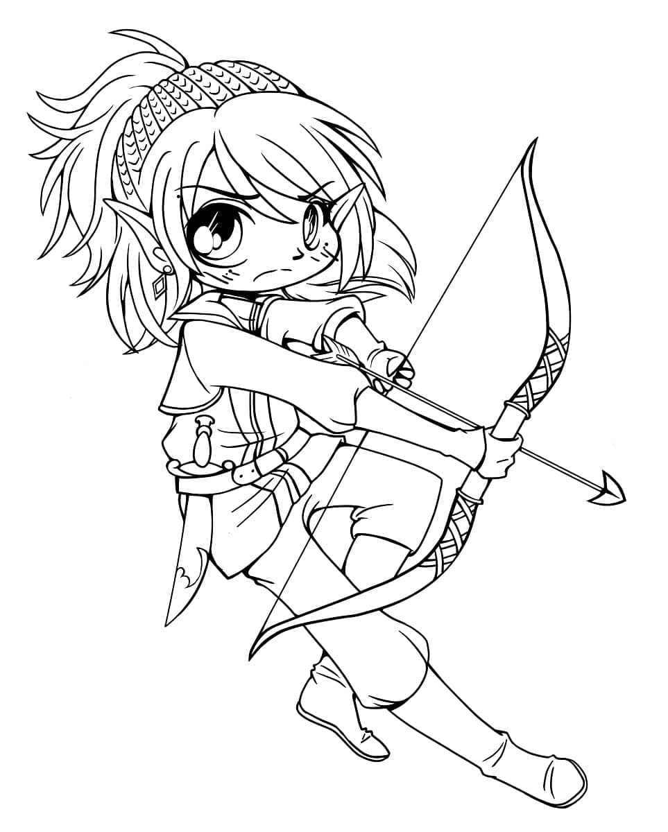 Desenho dePequena Garota Chibi para colorir