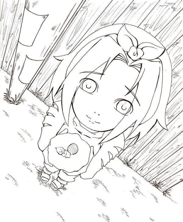 Desenho dePequena Sakura Haruno para colorir