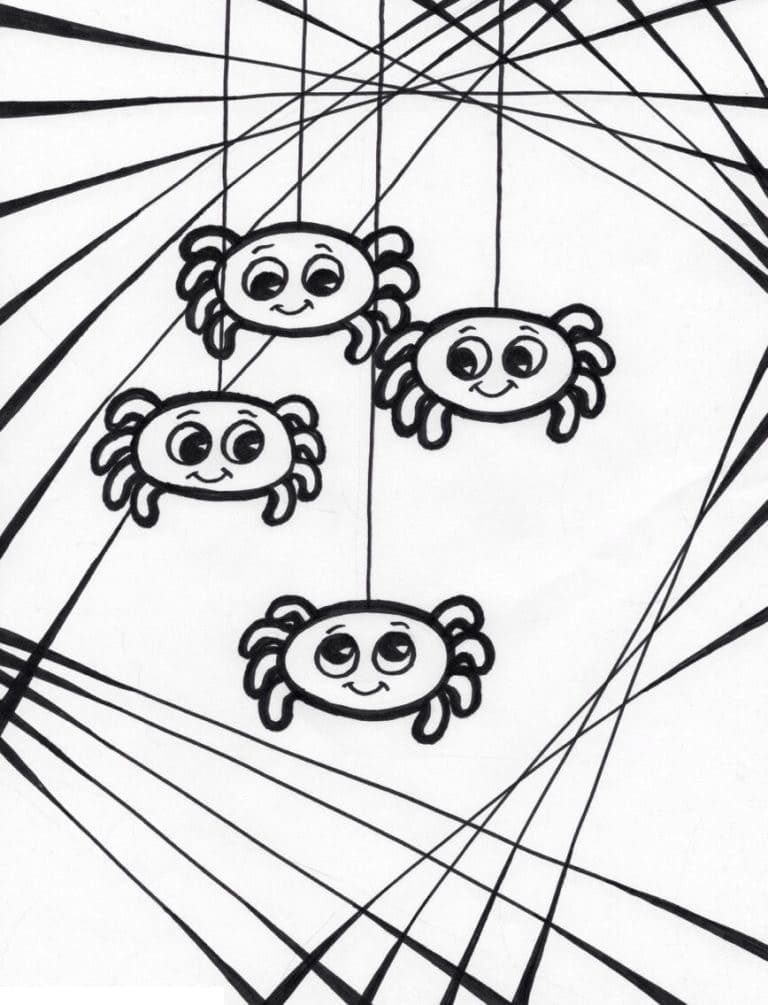 Desenho de Pequenas Aranhas para colorir