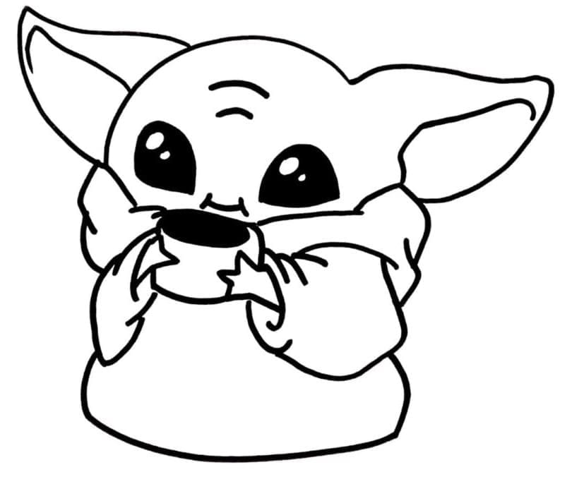 Desenho dePequeno Baby Yoda para colorir