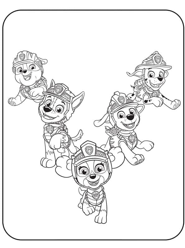 Desenho de Personagens Alegres de Patrulha Canina para colorir