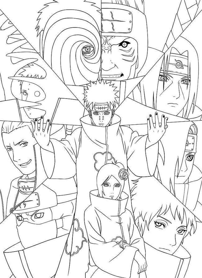 Desenho dePersonagens de Akatsuki para colorir