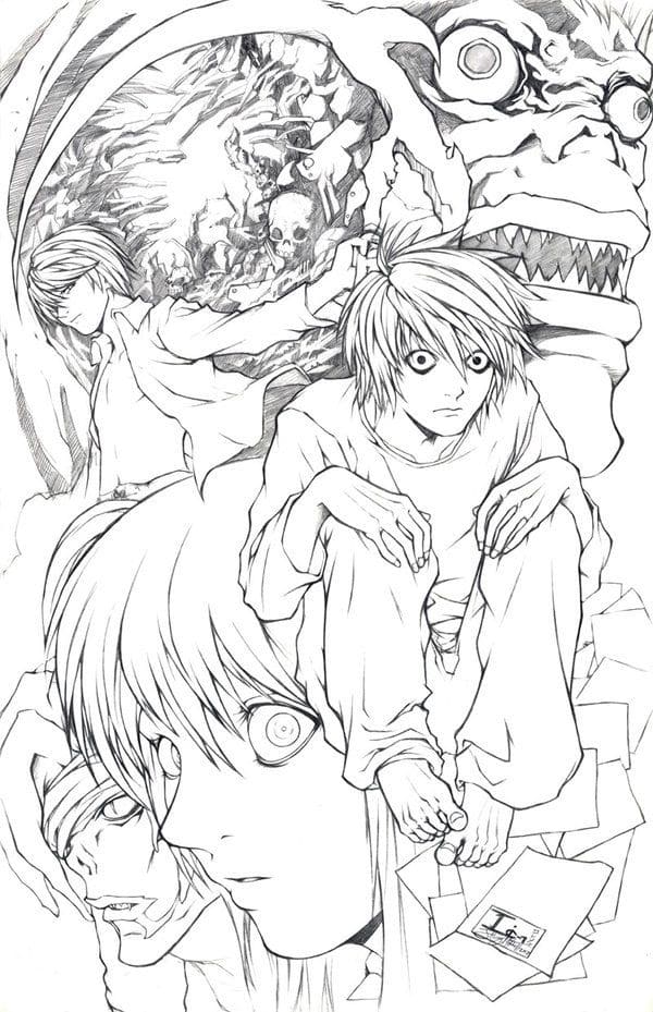 Desenho dePersonagens de Anime Death Note para colorir