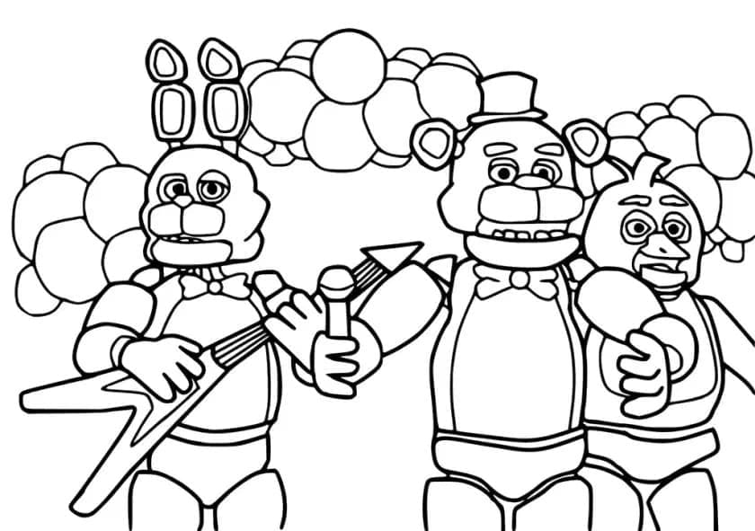 Desenho dePersonagens de FNAF para colorir