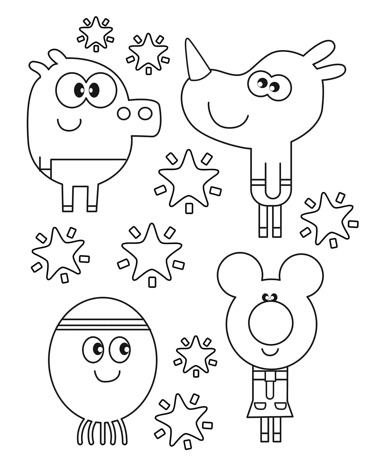 Desenho dePersonagens de Hey Duggee para colorir