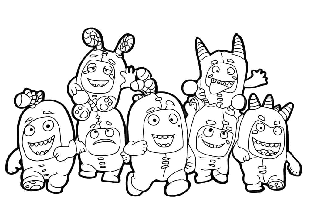 Desenho dePersonagens de Oddbods para colorir