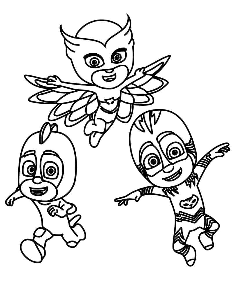 Desenho de Personagens de PJ Masks para colorir