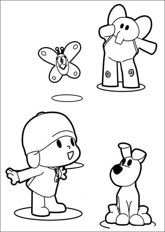 Desenho dePersonagens de Pocoyo para colorir