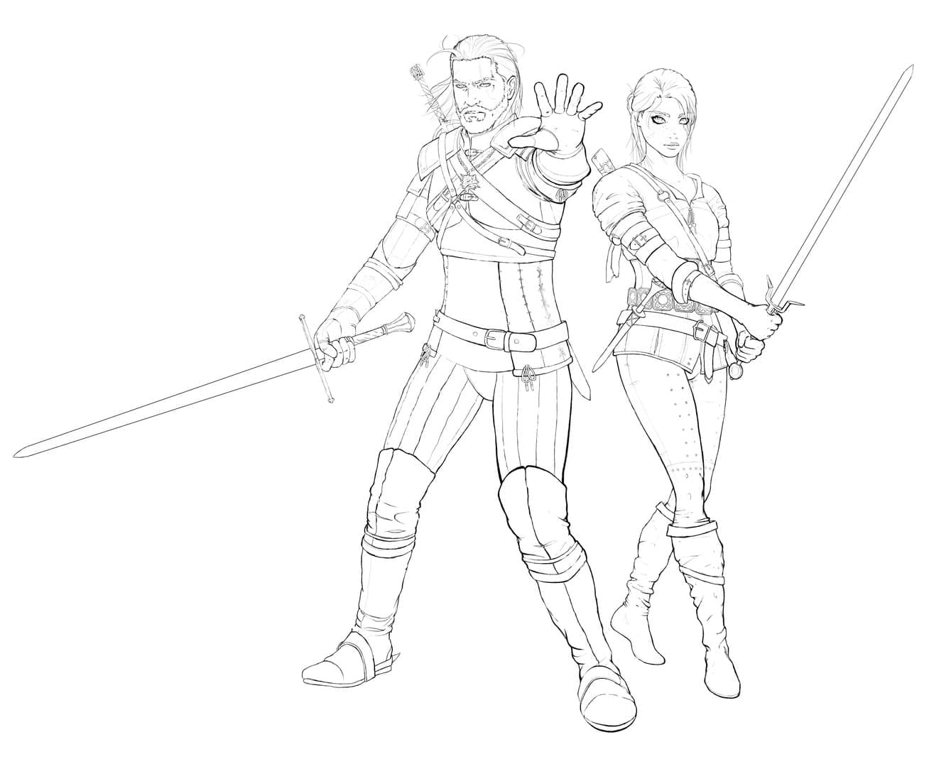 Desenho dePersonagens de Witcher para colorir