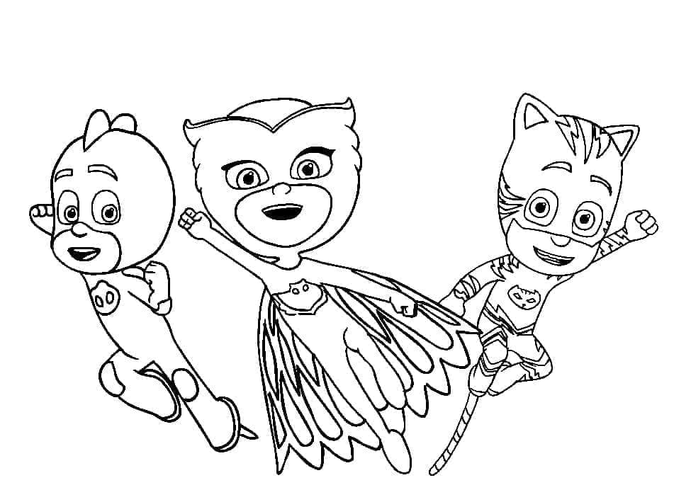 Desenho de Personagens em PJ Masks para colorir