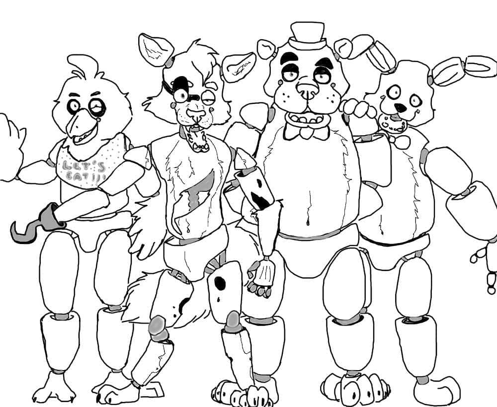 Desenho dePersonagens Five Nights at Freddy's para colorir