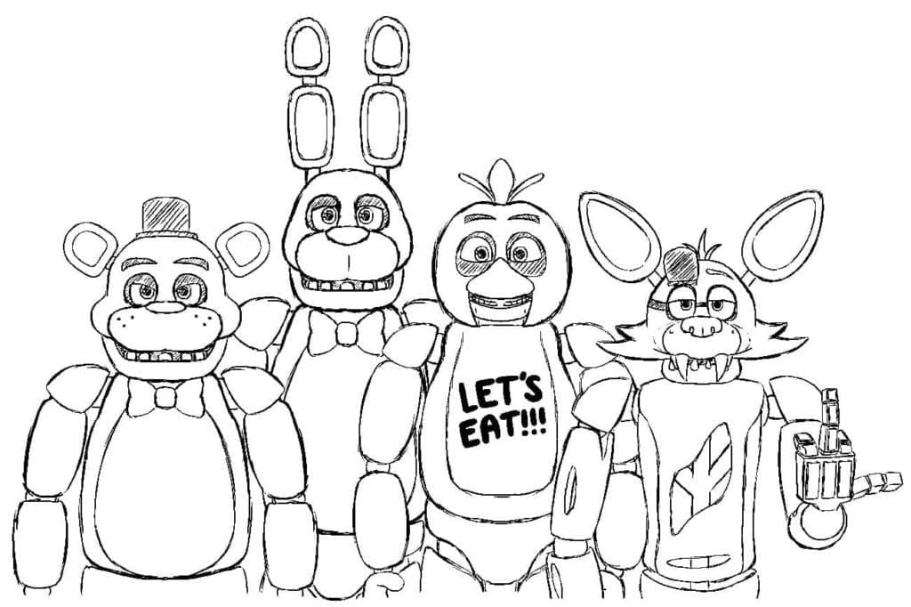 Desenho dePersonagens FNAF para colorir