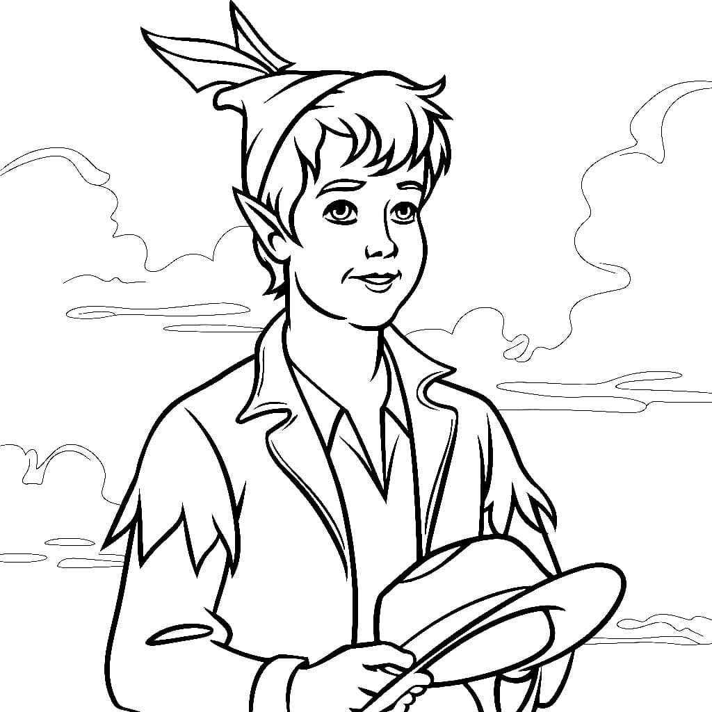 Desenho dePeter Pan Segura Chapéu para colorir