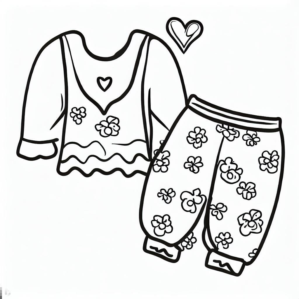 Desenho de Pijama com Flores para colorir