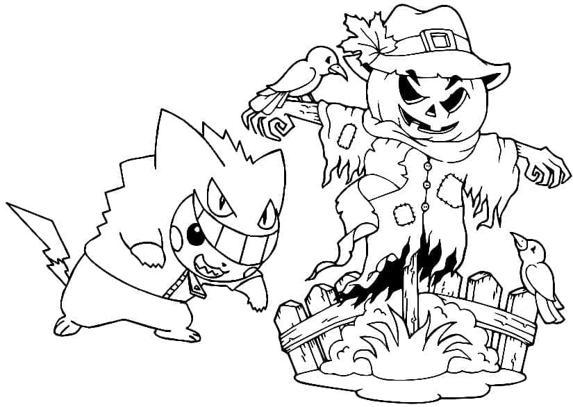 Desenho dePikachu de Halloween 1 para colorir