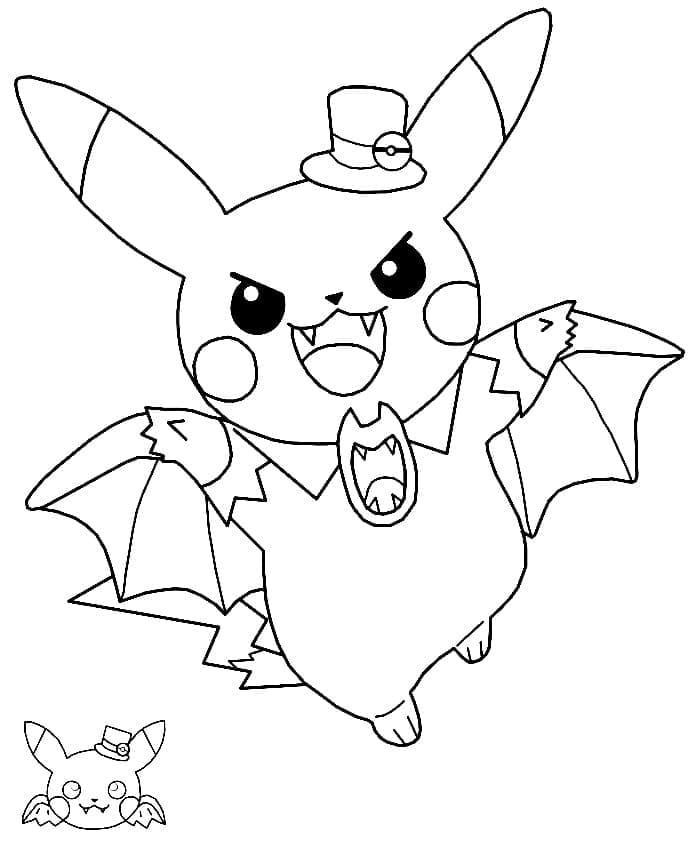 Desenho dePikachu de Halloween 5 para colorir