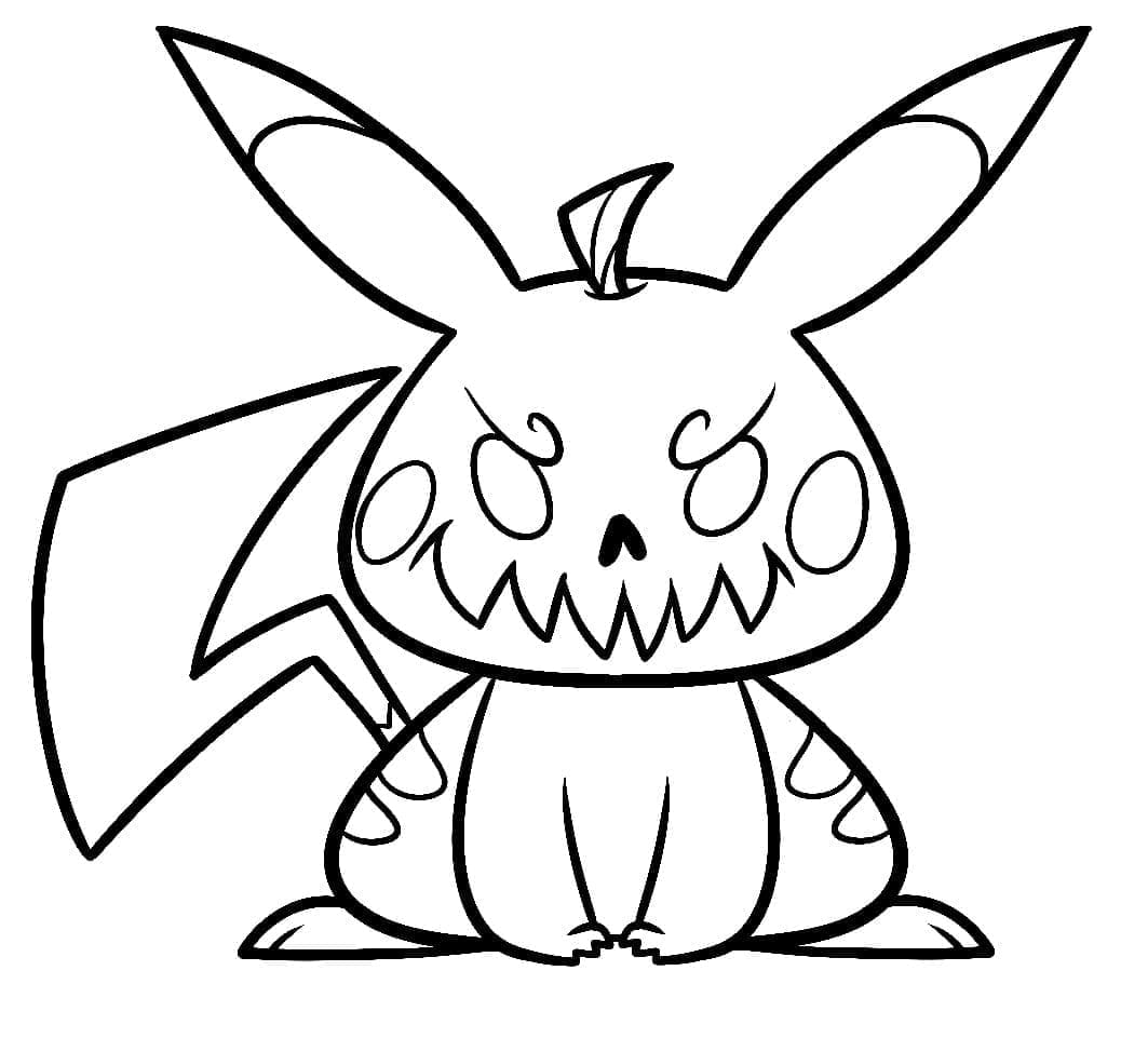 Desenho dePikachu de Halloween Grátis Para Crianças para colorir