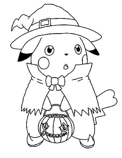 Desenho dePikachu de Halloween Para Crianças para colorir