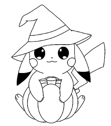 Desenho dePikachu no Halloween para colorir