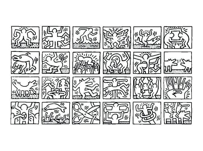 Desenho dePinturas de Keith Haring para colorir