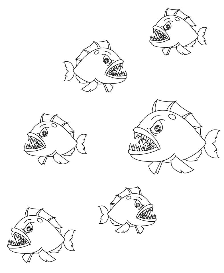 Desenho dePiranhas Imprimível para colorir