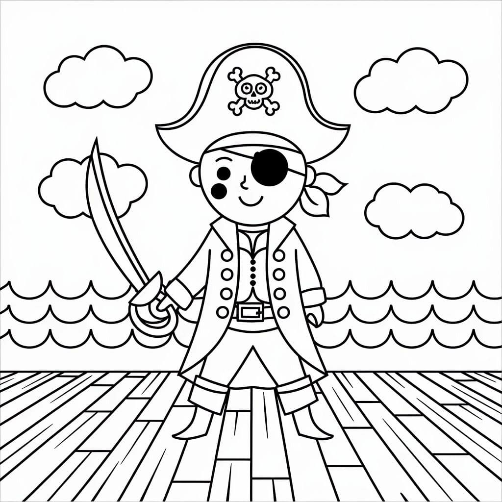 Desenho de Pirata No Chão para colorir