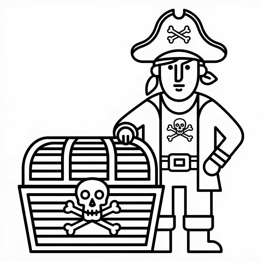 Desenho de Piratas E Baús De Carga para colorir