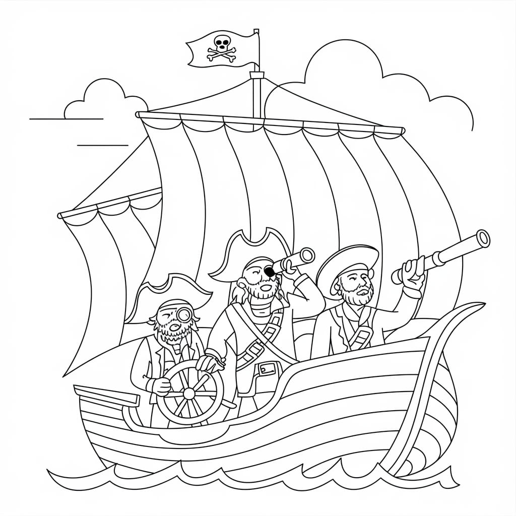 Desenho de Piratas Usam Binóculos para colorir