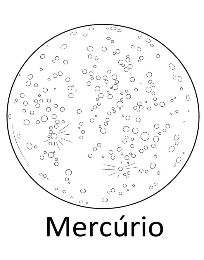 Desenho dePlaneta Mercúrio Imprimível para colorir