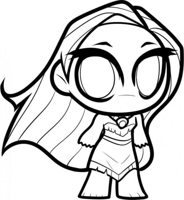 Desenho dePocahontas Chibi para colorir