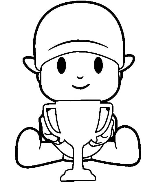 Desenho de Pocoyo e Troféu para colorir