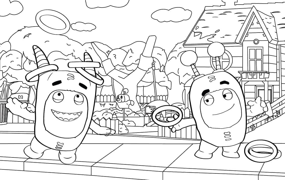 Desenho dePogo e Slick de Oddbods para colorir